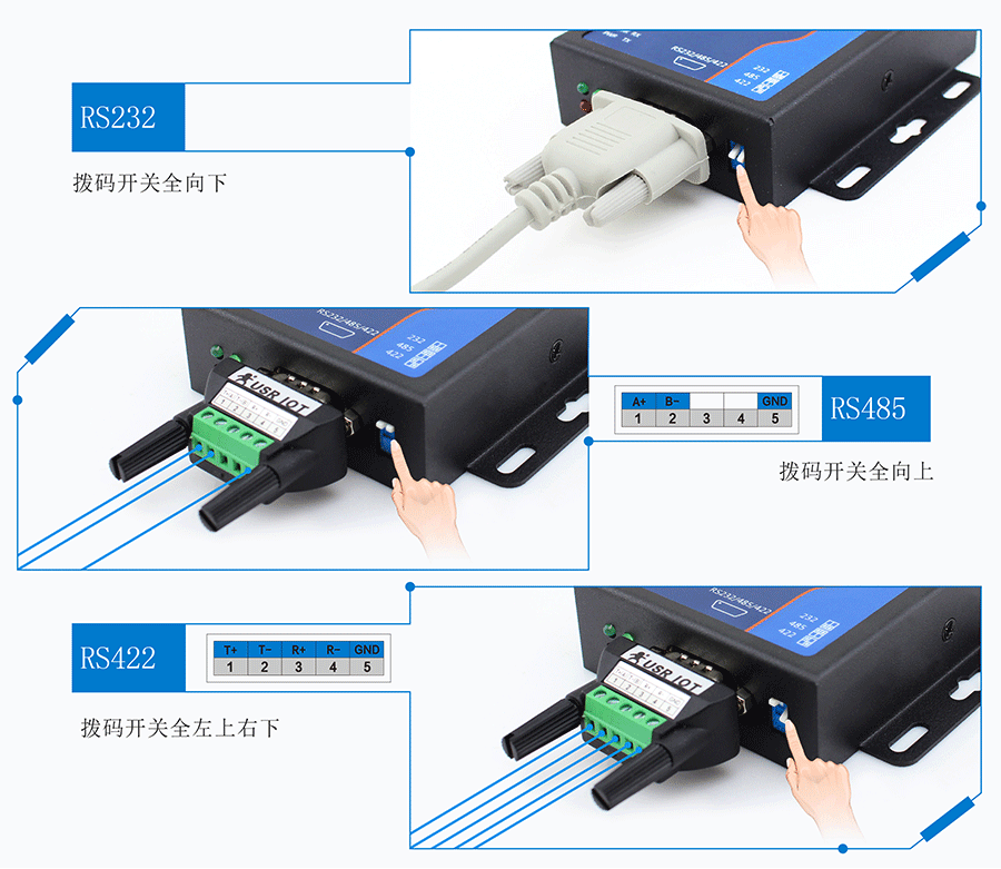 RS485/232/422單串口服務器三串口靈活切換