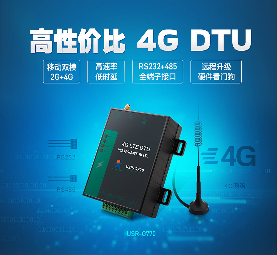 4G模塊DTU終端設(shè)備_RS232+485全端子接口4G DTU_2G+4G移動(dòng)雙模式