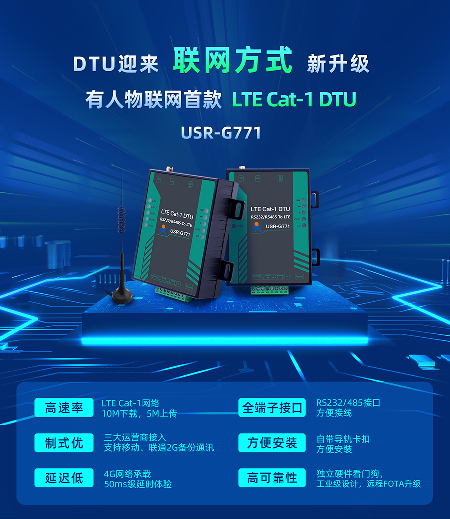 有人物聯(lián)網(wǎng)首款LTE Cat-1 DTU——USR-G771，今天發(fā)售